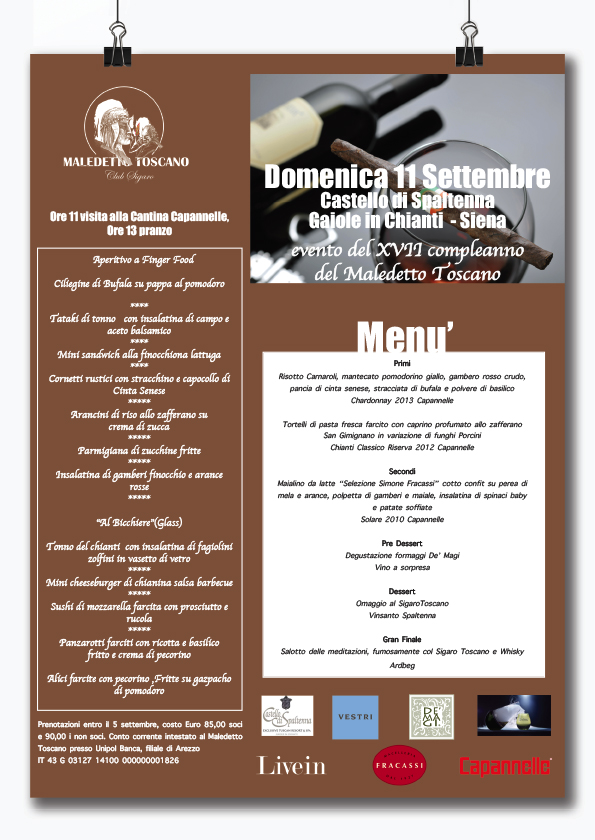 Evento del XVII compleanno del Maledetto Toscano – Domenica 11 Settembre